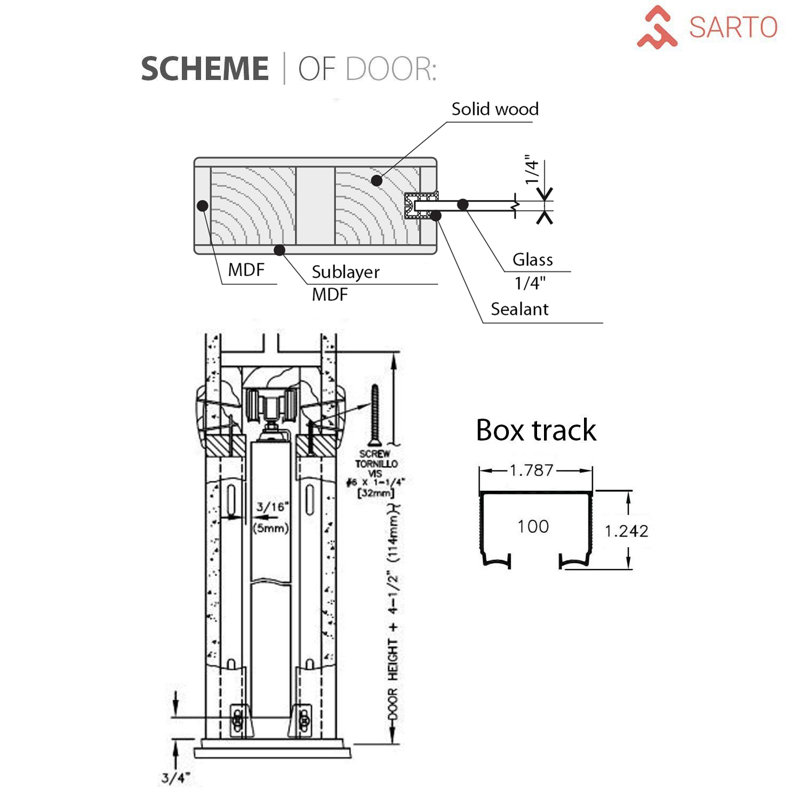 Portes blanches en verre givré Quadro, 60 po x 84 po