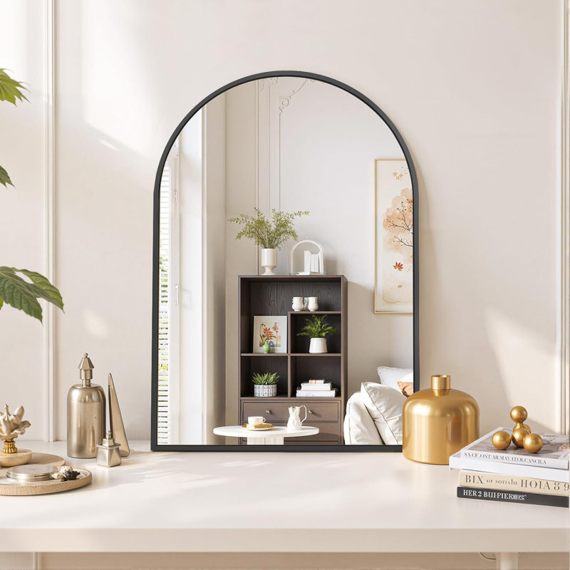 Arched Wall Mirror Bathroom Vanity Mirror With Metal Frame, Modern Arch Mirror For Bedroom, Living Room, Entryway, Wall Mounted Decorative Mirror