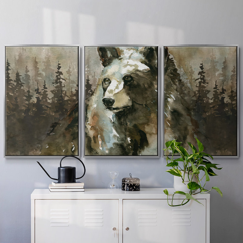 Lodge Twilight II - Toile encadrée multi-pièces, Encadrement argenté, H 40 po x l 78 po x P 2 po