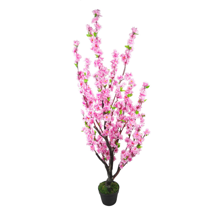120cm Faux Flowering Tree in Pot Liner, Pink