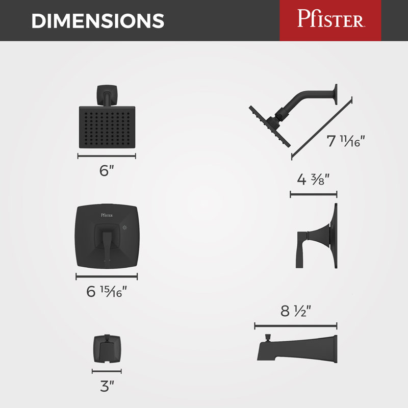 Ensemble de garniture de douche Holliston en noir mat, Matte Black