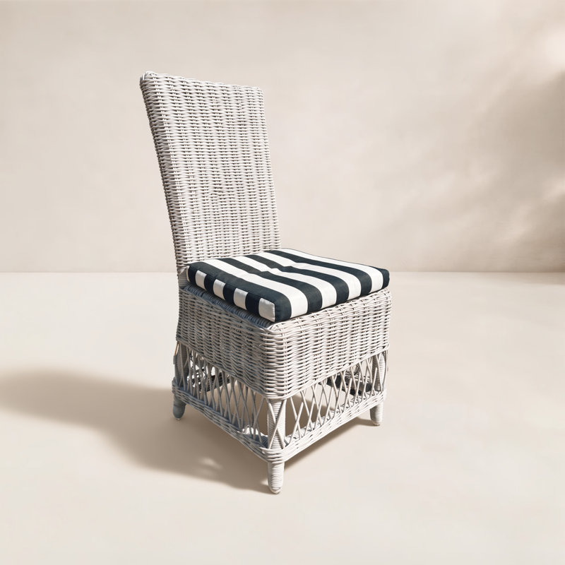 Destin Pebble Outdoor Patio Dining Chairs - Canvas Cabana, Canvas Cabana, White