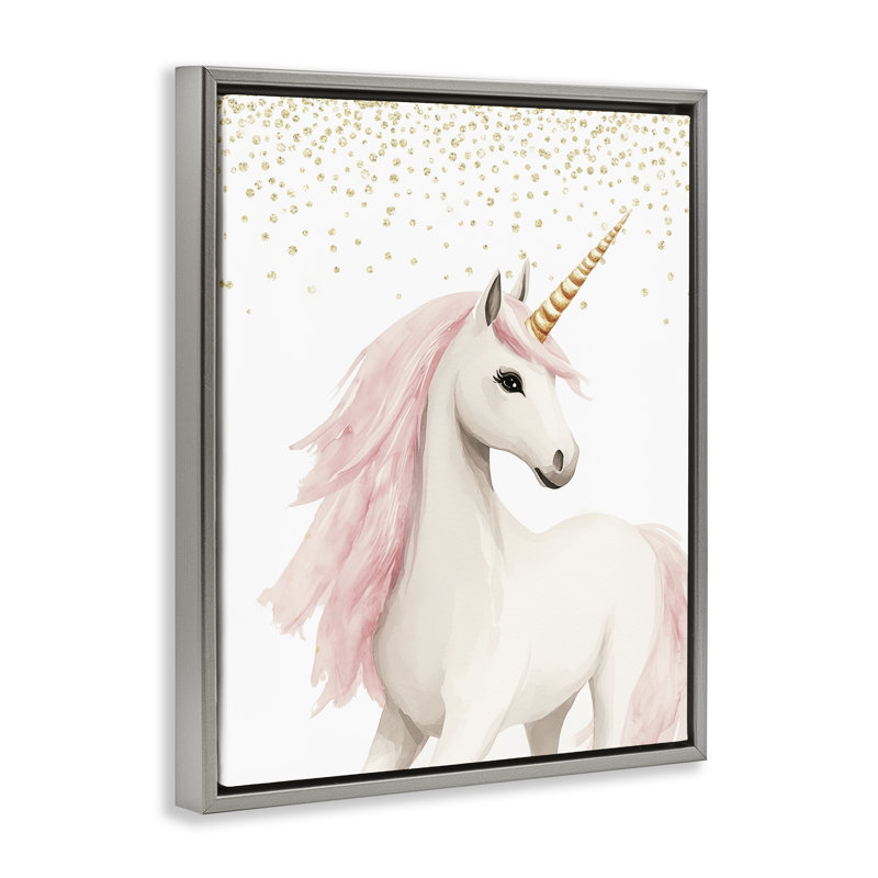 Cadre flottant Princess Dreams Unicorn, design par Christine Simpson Art, Cadre flottant gris lustré, H 31 po x l 25 po