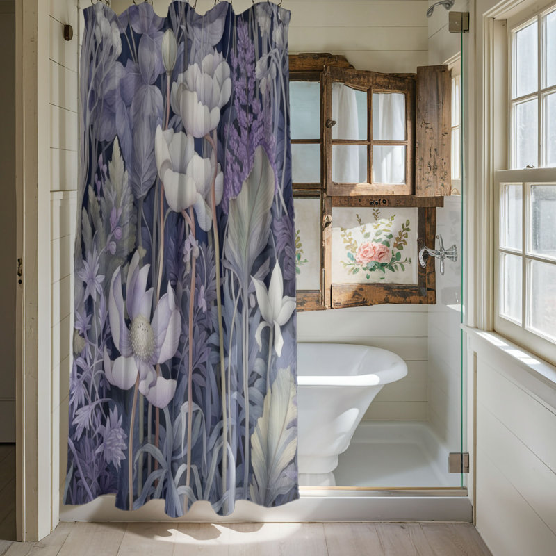 Floral Shower Curtain, 74"H x 71"W