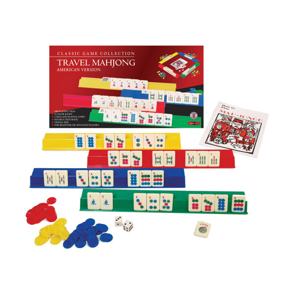 Portable Mini Chinese Mahjong Game Travel Set 144 + 2 Spares Ivory-Color  Tiles
