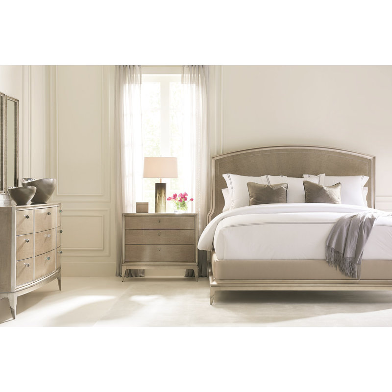Upholstered Bed, Queen, Silver