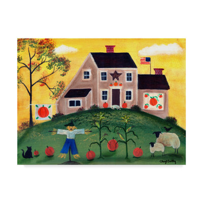 « épouvantail citrouille ovin » par cheryl bartley, reproduction d’art sur toile tendue