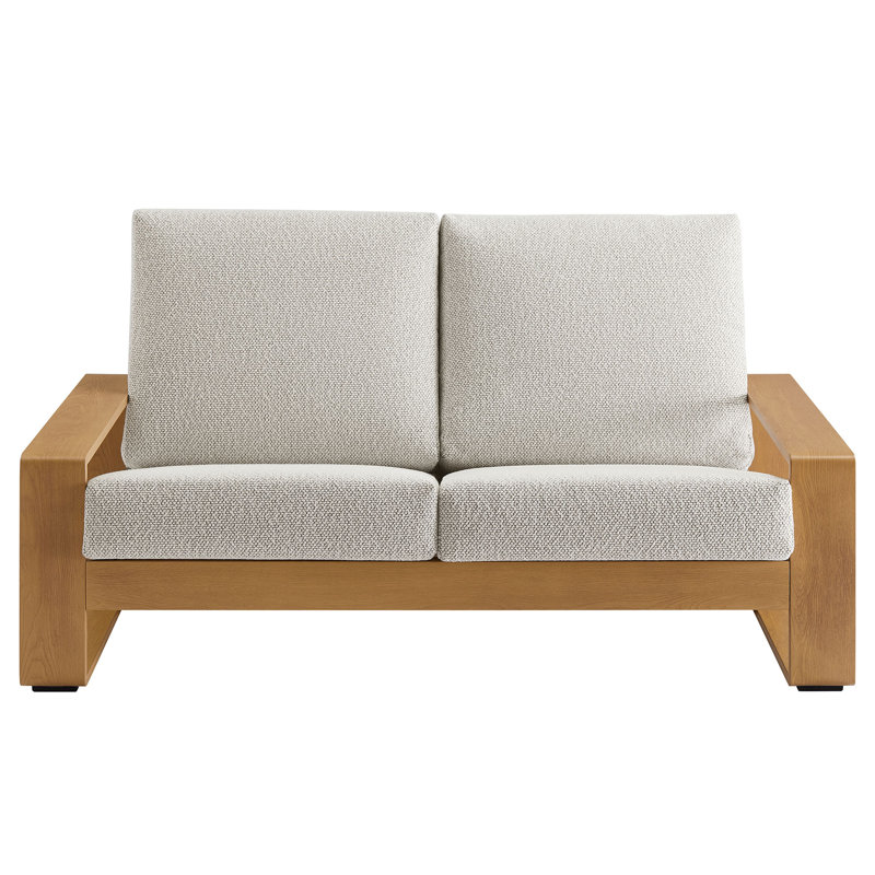 Lirienne Outdoor Patio Aluminum Loveseat, Natural, Ivory