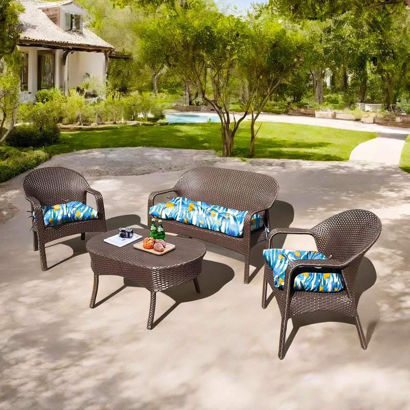 Outdoor 5'' Seat / Back Cushion, White Floral 4