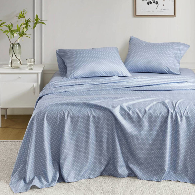 Édredon pour grand lit avec feuilles à motif aquarelle bleu, doux, convient à un matelas de 16 po, microfibre lavable, machine