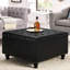 Rangement en similicuir noir avec pieds en bois