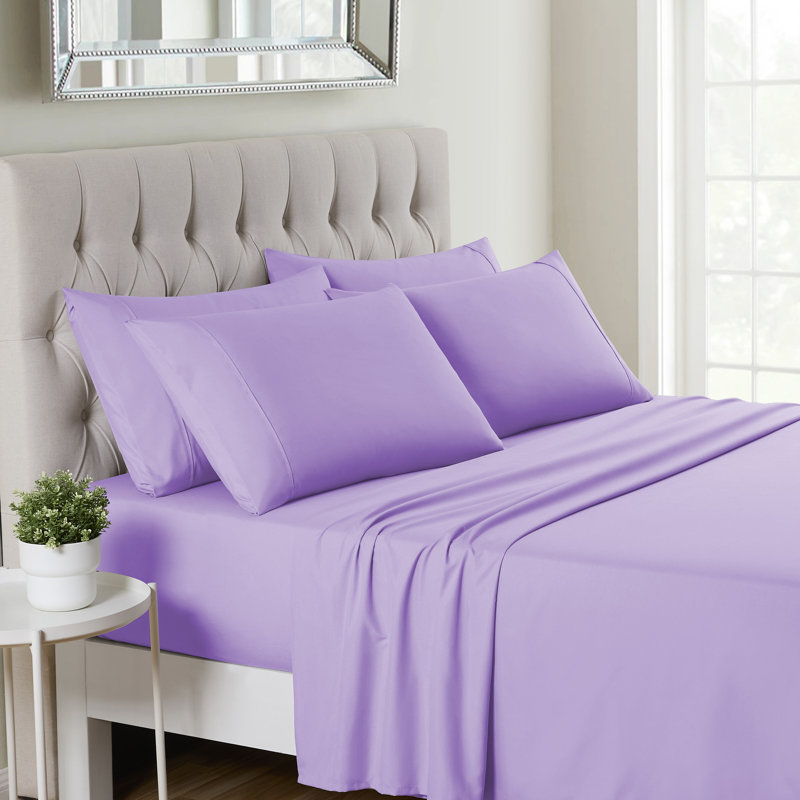 Ensemble de draps luxueux en microfibre douce avec taies d'oreiller en prime, Lavande
