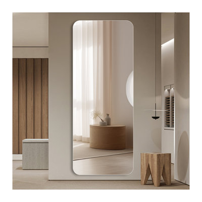60"x15" Full Length Wall Mounted Mirror - Modern Frameless Round Corner Explosion-Proof Glass Mirror for Living Room, Bedroom & Cloakroom