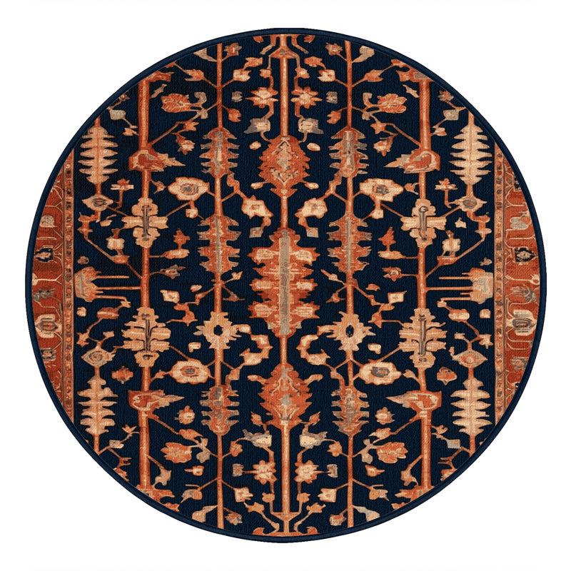 Machine Washable Persian Gray Area Rug, Round 7'