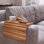 Plateau pour accoudoirs de canapé, plateau pour accoudoirs de canapé pliant en bois d'acacia, plateaux d'accoudoirs de canapé avec coussin antidérapant pour boissons, collations, téléphone, télécommande