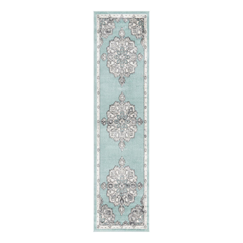 Tapis oriental oriental turquoise, Tapis de couloir 2 pi x 8 pi