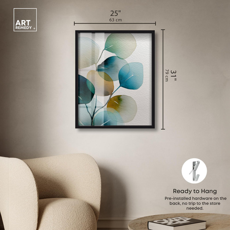 Reproduction naturelle Aucun Eucalyptus II par Art Remedy, H 31 po x l 25 po, Noir