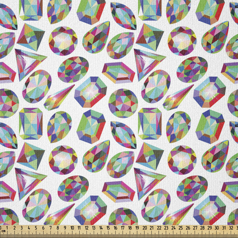 Tissu Ambesonne Diamonds By The Yard, motif en cristal avec palette de couleurs arc-en-ciel, l 36 po x L 360 po