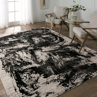 Tapis abstrait noir / crème