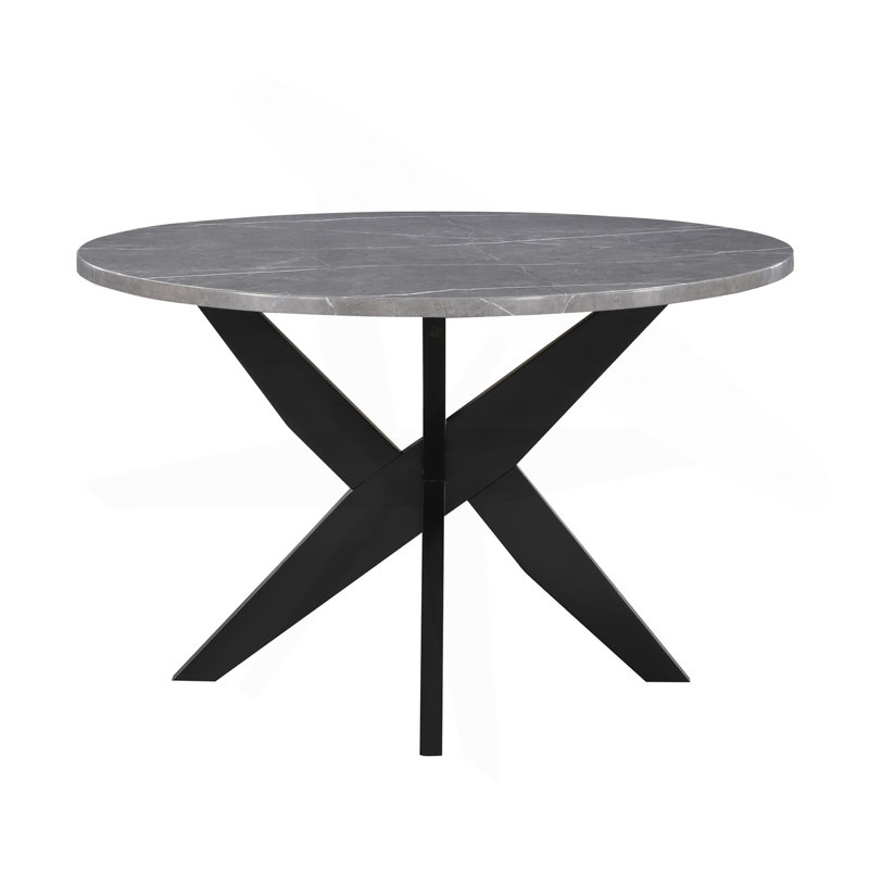 Amy - Table de salle à manger ronde en faux marbre - Gris