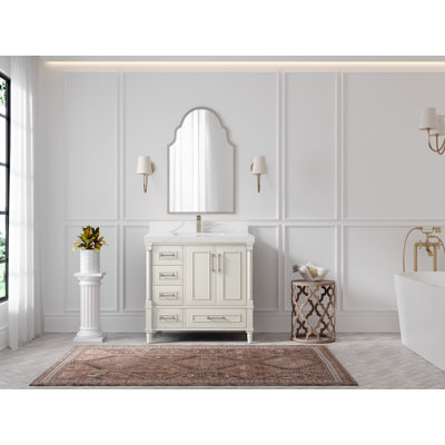 Meuble-lavabo simple 36 po avec comptoir en quartz Aberdeen