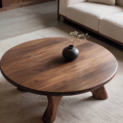 Modern Walnut Wood Coffee Table
