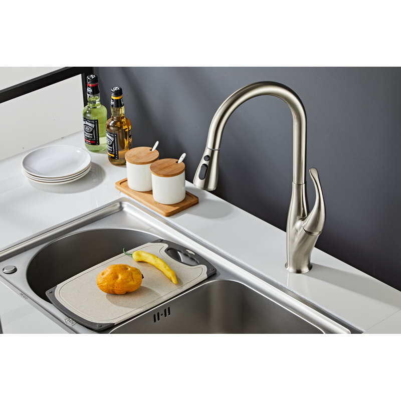 Robinet de cuisine avec plaque de recouvrement Wovier, Nickel brossé