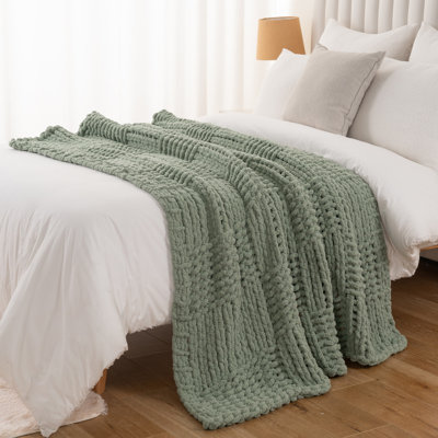 Chunky Knit Throw Blanket For Home Decor, 50"X60"