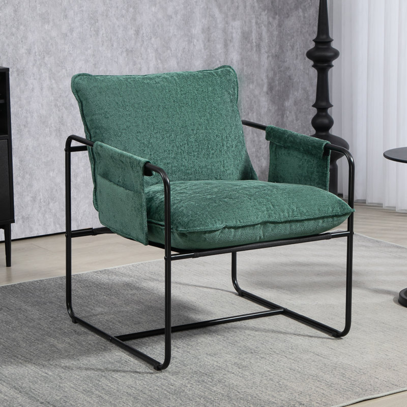 Minimal Padded Accent Chair, With Pockets -, Green