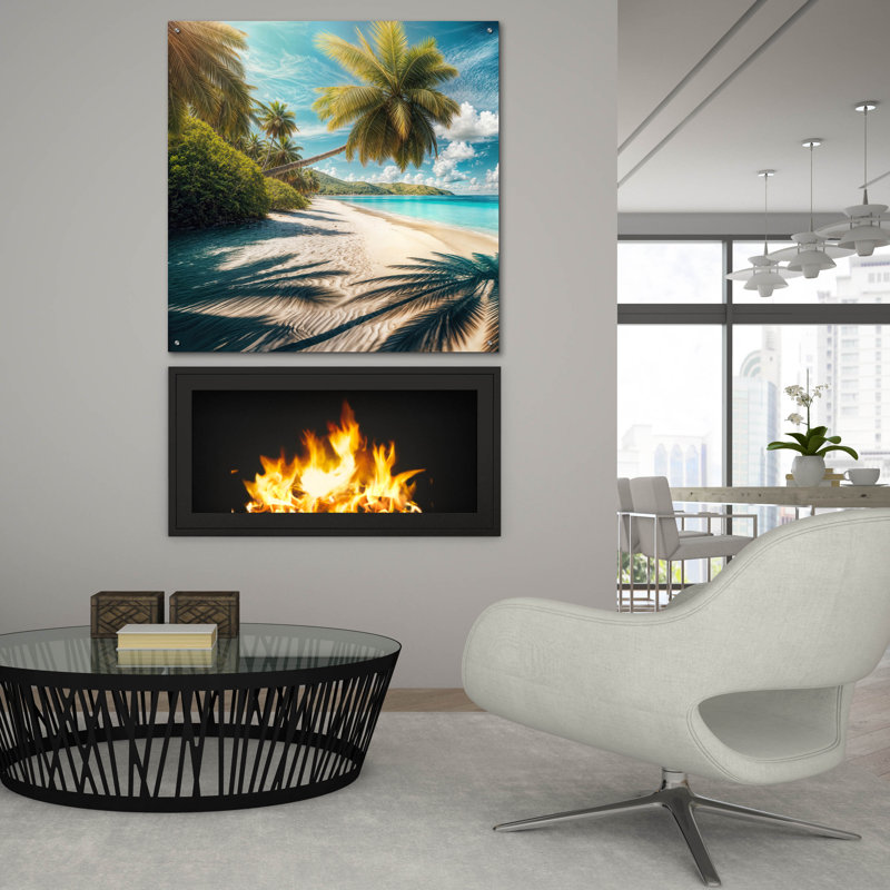  «Paradise Beach 5» par Rey Klimt, art mural en verre acrylique, 36 po x 36 po, H 36 po x l 36 po