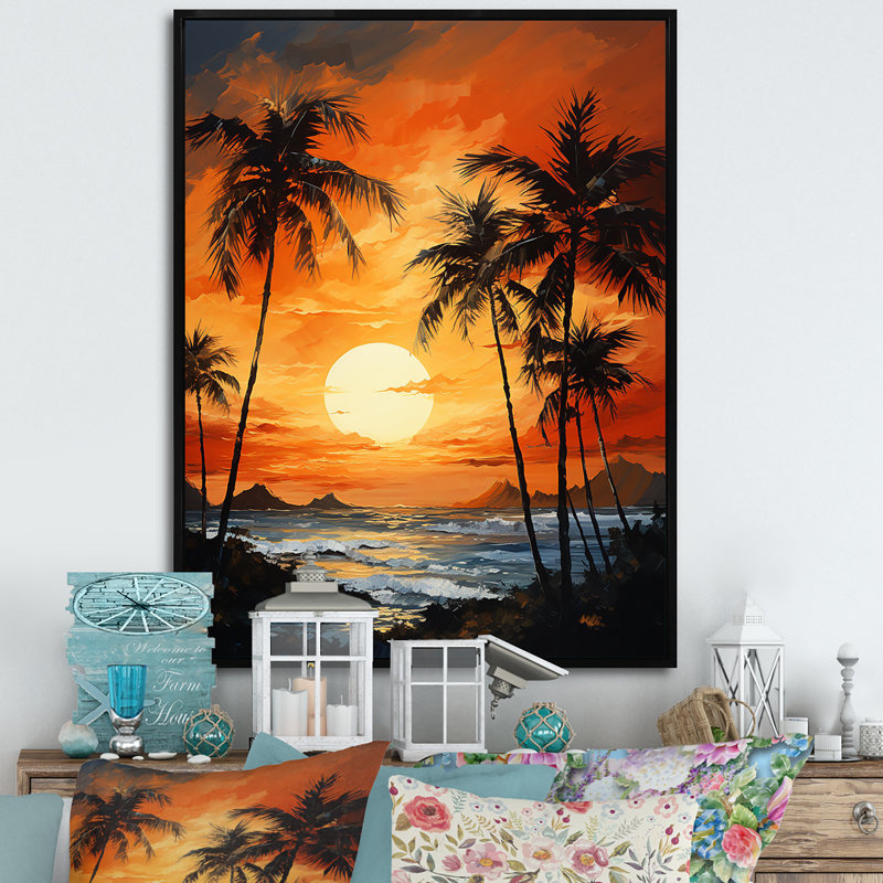 Tangerine au crépuscule tropical, Cadre flottant noir, H 20 po x l 12 po x P 1 po
