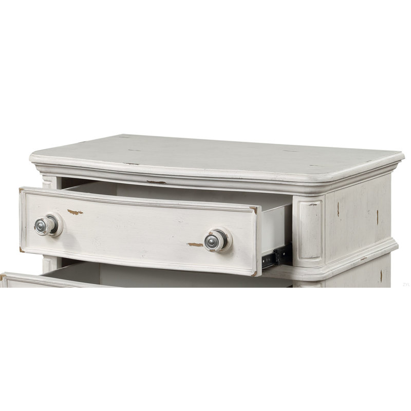 Table de chevet au fini blanc antique