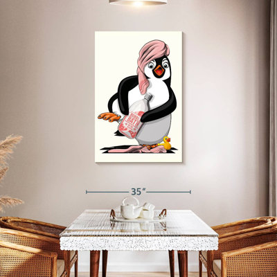 Pingouin nu dans la salle de bain