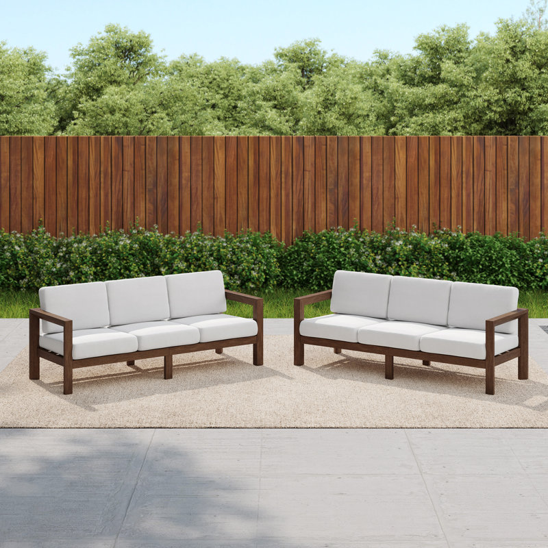 Canapé d'extérieur en bois massif pour patio, Beige
