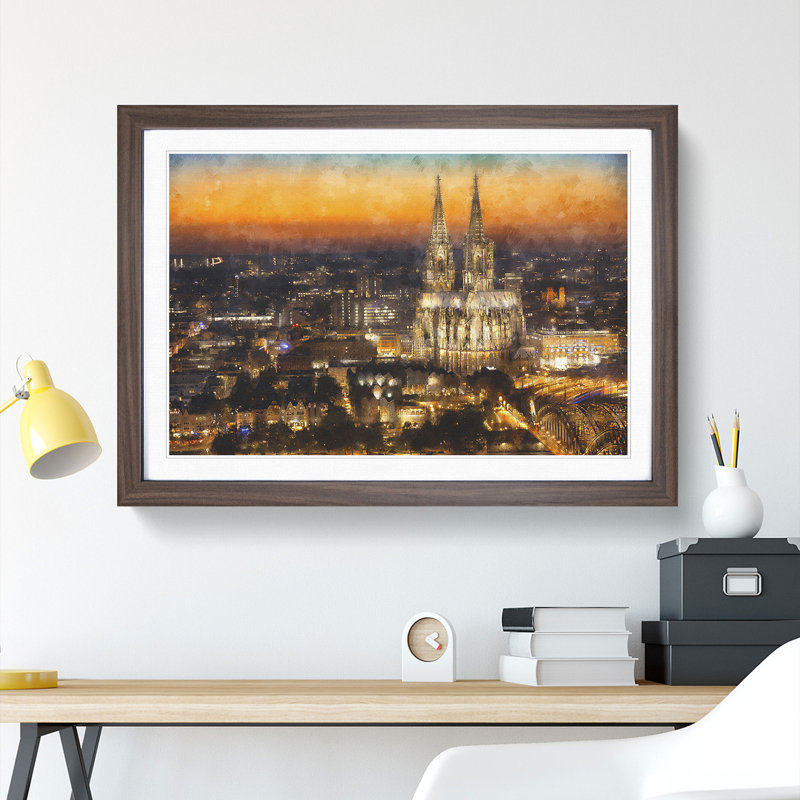 The Cologne Cathedral Vol.1 - Picture Frame Graphic Art, 27cm H x 36cm W x 2cm D, Walnut Framed