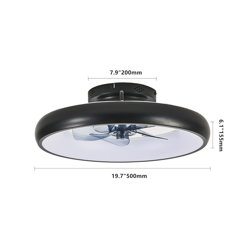 Ventilateur de plafond à DEL noir de 20 po - Température de couleur à intensité variable et réglable, application et télécommande, ventilateur de plafond intelligent moderne pour le salon, la chambre à coucher et la salle à manger (silencieux / 6