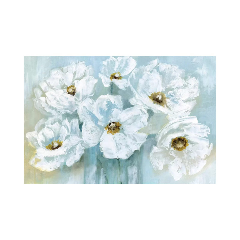 White Poppy Bouquet 1 Piece Wrapped Canvas Wall Art, 152.5 cm H x 101.5 cm W