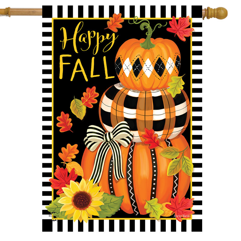 Drapeau «Happy Fall» citrouille empilable 28 po x 40 po