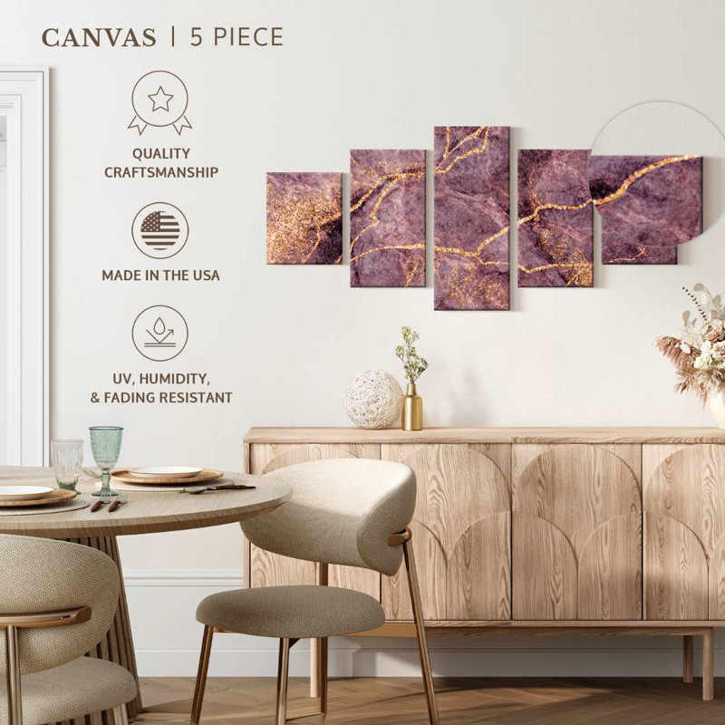 Lilac Gold Marble Glasco, H 24 po x l 55 po