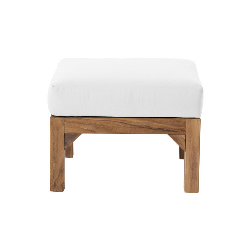 Monterey Outdoor Teak Conversation Set, 5 Pcs:  Sofa,Chair,Cushion,Table,Ottoman, White