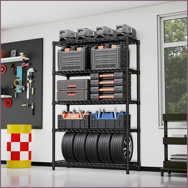 Steel Storage Shelving 5-Tier 1750 lbs Capacity 17.7”D x 47.2”W x 72.3”H | Carbon Steel | Minimalist