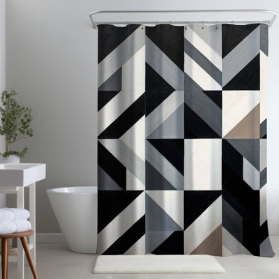 Geometric – Polyester Shower Curtain, Dye Sublimation Print, 71" W × 74" L