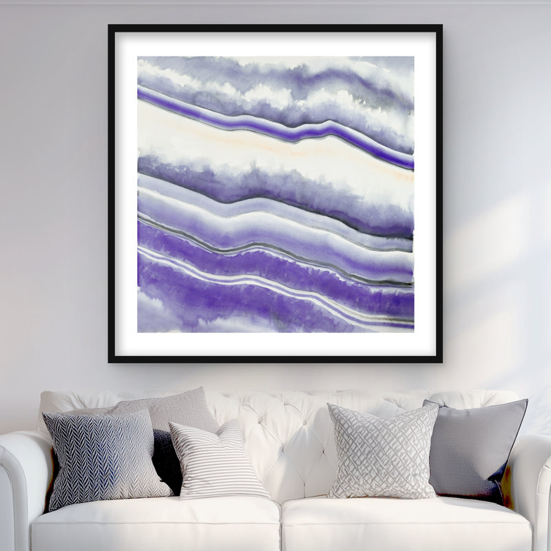 Géode mauve - reproduction encadrée avec passe-partout pour la décoration intérieure | Minéraux, H 36 po x l 36 po, Noir
