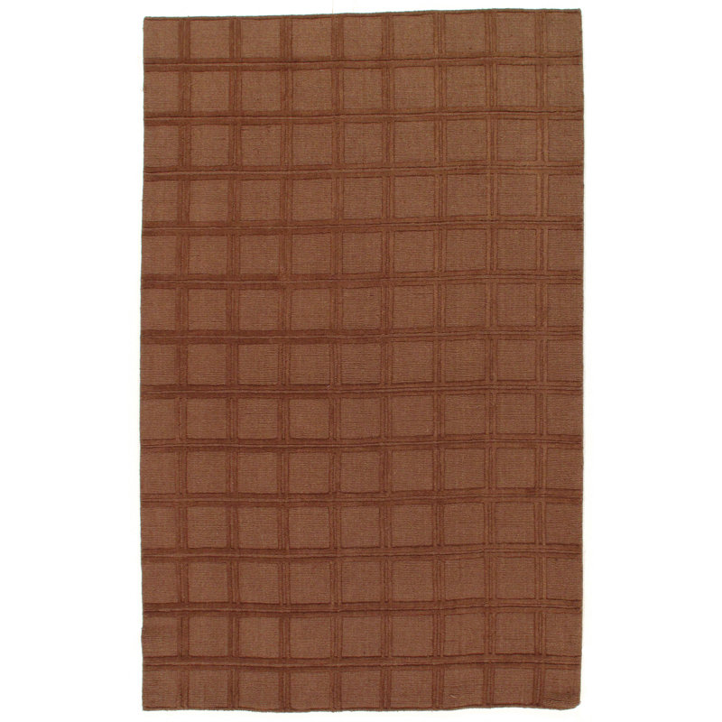 Wool Geometric Area Rug in Brown