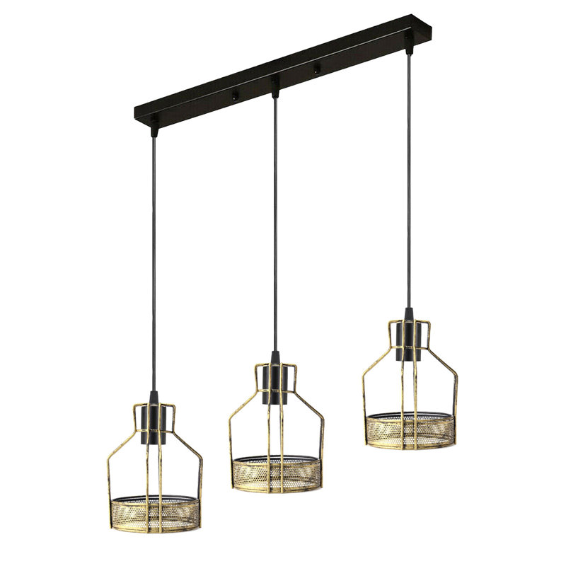Elisheba 3 - Light Brushed Copper Kitchen Island Pendant, No