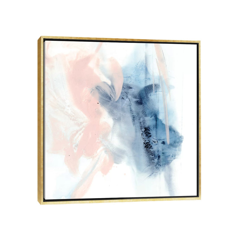 Indigo & Blush III par Ethan Harper - reproduction d'art, H 37 po x l 37 po x P 1,5 po, Toile encadrée d'or, Pas de tapis
