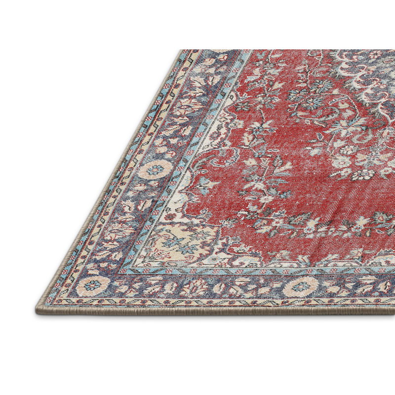 Tapis décoratif en laine rouge oriental, Rectangle 5 pi x 8 pi