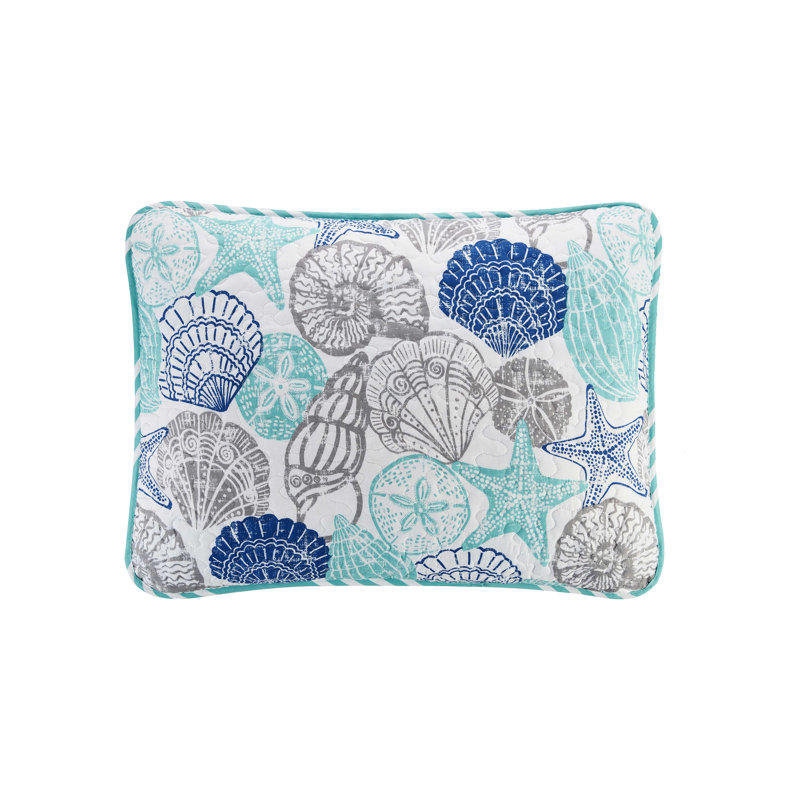 King Size Blue Microfiber Reversible Coastal Quilt Set