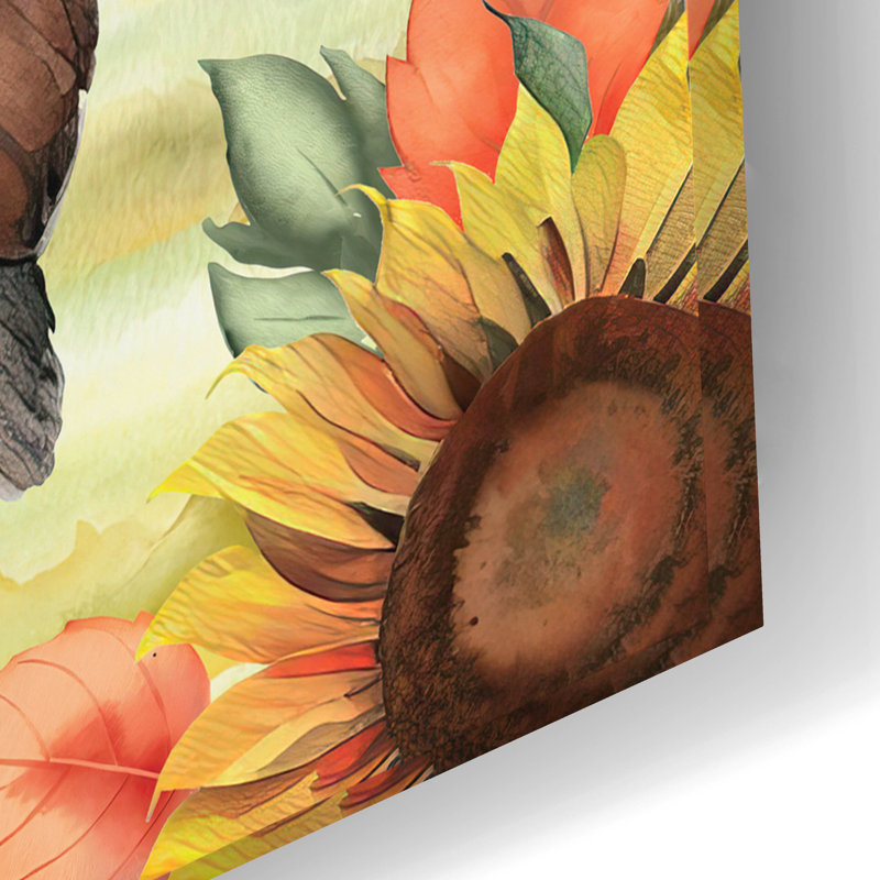  «Elegant Thanksgiving Turquie pair» par Nicole DeCamp, art mural en verre acrylique, 24 po x 16 po, H 16 po x l 24 po