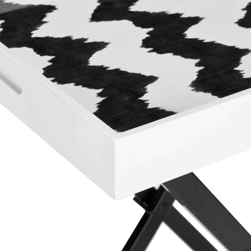 Table de bout à pieds croisés avec plateau Penelema, Noir / blanc